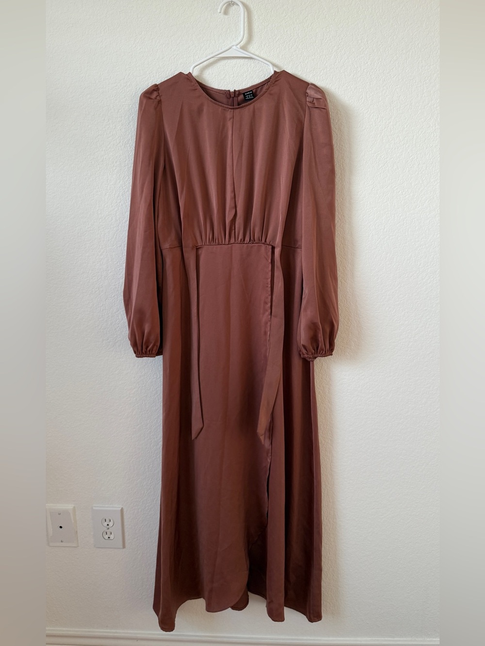 Satin Long Sleeve Maxi Dress